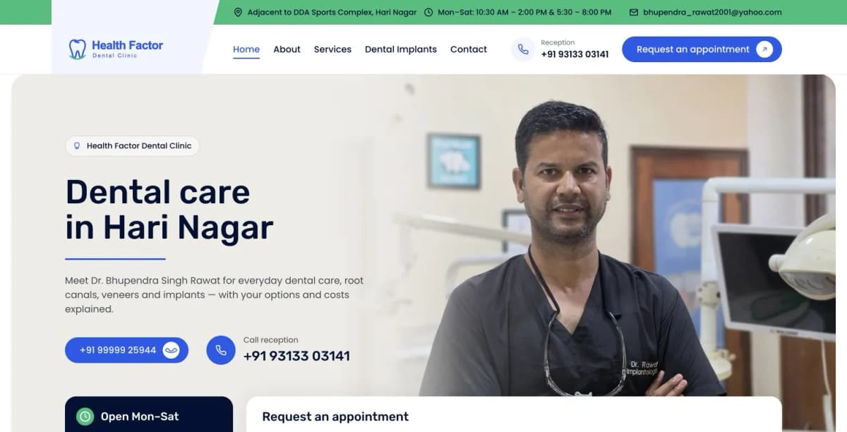 Health Factor Dental Clinic: A Website for Patient Enquiries