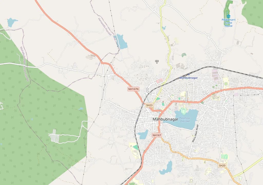 Street map of Mahabubnagar, Telangana
